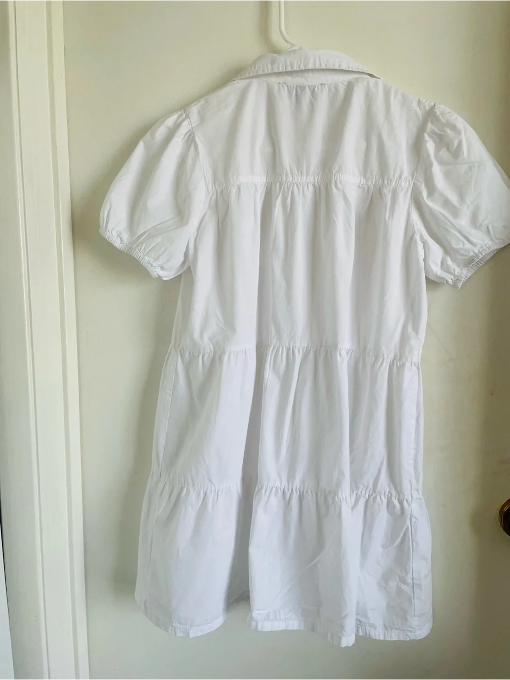 Derek Heart White Button-Front Puff Sleeve Mini Blouse Dress - Picture 3 of 6